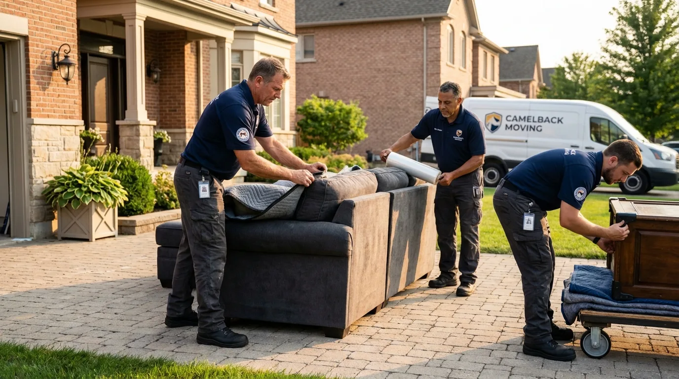 Large estate moving crew wrapping furniture in Snellville, GA
