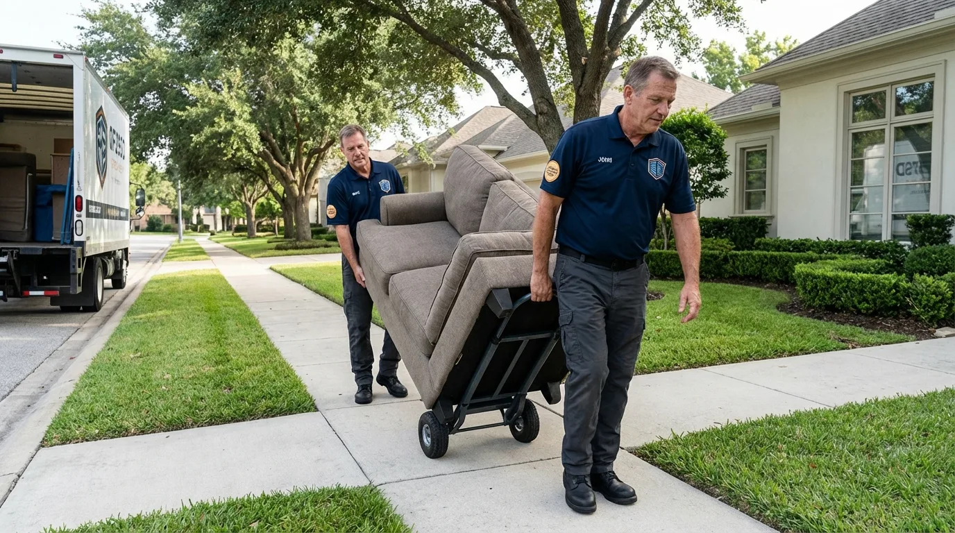 Local residential moving crew loading furniture in Snellville, GA
